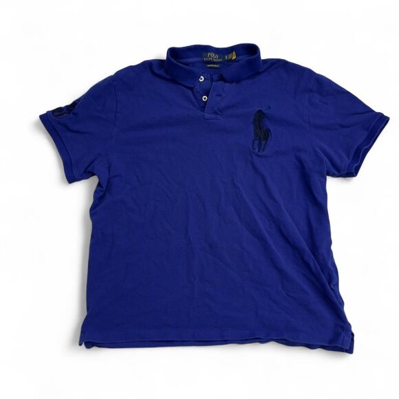 Polo Ralph Lauren Custom Slim Fit Polo Shirt Men’s XL Blue Big Pony Logo - Picture 1 of 7